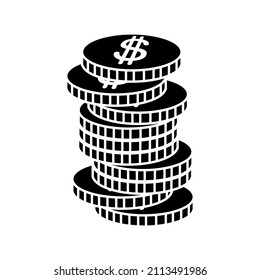 Money. Uneven Stack Of Coins. Simple Financial Item. Payment Symbols. Cash, Coins, Exchange. Flat Style In Vector Illustration. Isolated On White Background.