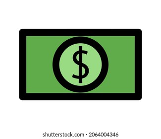 Money US dollar icon. United States Dollar banknote. Vector illustration.