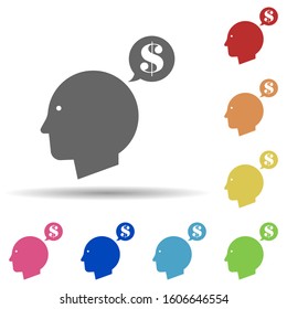 money, usd, man, dollar, speech multi color style icon. Simple glyph, flat vector of business icons for ui and ux, website or mobile application