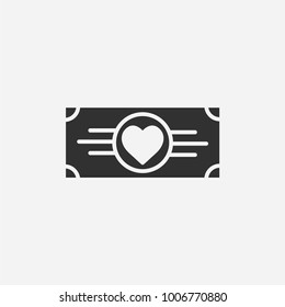 Money valentines day  icon illustration isolated vector sign symbol