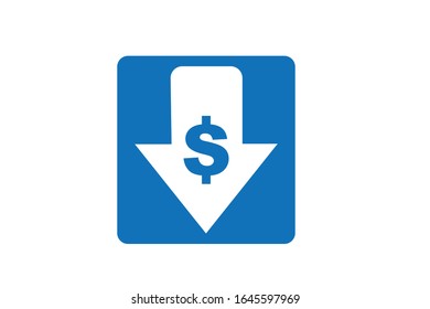 Money value down arrow, icon vector