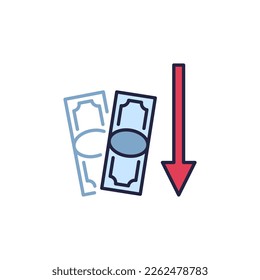 Money Value Down vector Devaluation concept colored icon or design element