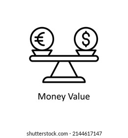 Money Value vector outline icon for web isolated on white background EPS 10 file