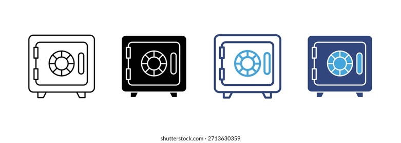 Money vault icon set. Security lock box symbol. strongbox icon. vector illustration