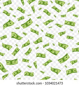 Money vector background with isolated dollars falling down