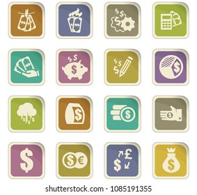 Money vector colored paper stickers with icons