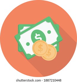 icono plano de color vectorial de dinero