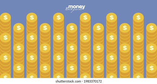 Money. Vector flat illustration. Simple background illustration about money, finance and business. Funny cartoon style. Abstract geometric patterns. Perfect for social banner, cover, poster or flyer.