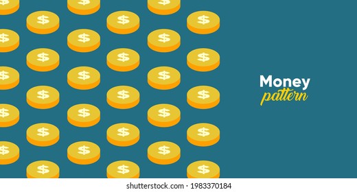Money. Vector flat illustration. Simple background illustration about money, finance and business. Funny cartoon style. Perfect for social banner, cover, poster or flyer.