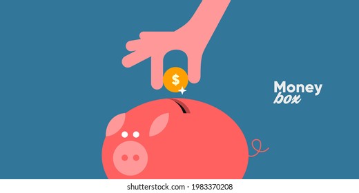 Dinero. Ilustración plana vectorial. Simple ilustración de antecedentes sobre dinero, finanzas y negocios. Divertido estilo de caricatura. Perfecto para banner social, portada, afiche o volante.