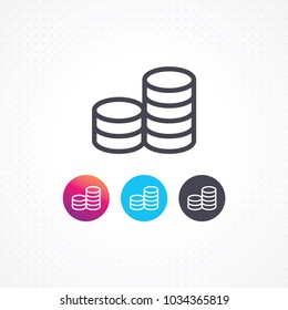 Money vector. Flat line money icon. Payment illustration. Coins and dollar cent sign isolated on white background. Business concept vector illustration