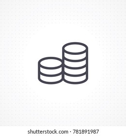 Money vector. Flat line money icon. Payment illustration. Coins and dollar cent sign isolated on white background. Business concept vector illustration