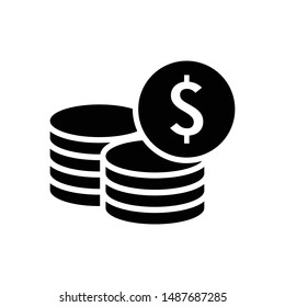 Money vector graphics icon in black color