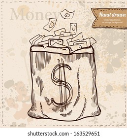 Money in vector, hand drawn illustration