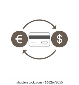 Money vector icon Banking, coins signs. Credit card, currency exchange Euro and dollar symbols. Qualitative design elements.