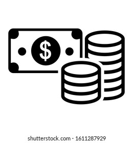 Money Vector icon. Banking, Wallet and Coins signs. Credit card, Currency exchange and Cashback service. Euro and Dollar symbols. Quality design elements. Editable stroke. 
