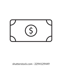 Icono del vector de dinero. Icono de caja. Diseño de letreros planos de efectivo. Símbolo de dinero. Icono de esquema de efectivo. Pictograma de dólar. icono de interfaz de usuario de UX