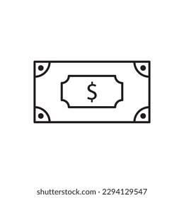 Icono del vector de dinero. Icono de caja. Diseño de letreros planos de efectivo. Símbolo de dinero. Icono de esquema de efectivo. Pictograma de dólar. icono de interfaz de usuario de UX