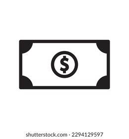Icono del vector de dinero. Icono de caja. Diseño de letreros planos de efectivo. Símbolo de dinero. Icono de esquema de efectivo. Pictograma de dólar. icono de interfaz de usuario de UX