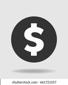 money vector icon circle on white and grey background. Money is worth buying and exchanging.