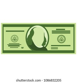 Money vector icon. Dollar currency banknote green. Dollar bill, money banknote. Vector dollar bill isolated on white background. Dollar currency banknote green. Flat illustration of money.