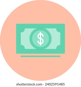 Money Vector Icon Flat Circle Style
