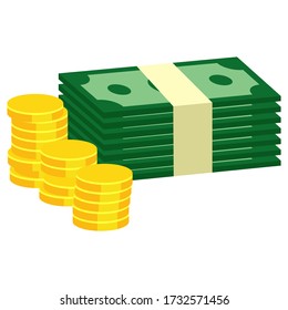 Money vector icon. Illustrative design for the concepts of money, wealth, investment and finance.