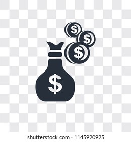 Money vector icon isolated on transparent background, Money logo concept