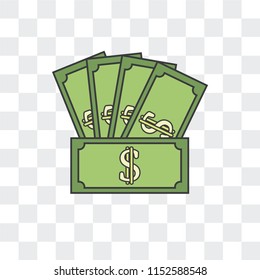 Money vector icon isolated on transparent background, Money logo concept