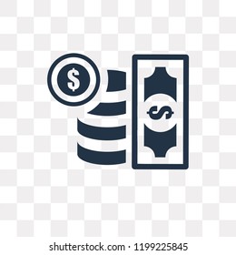 Money vector icon isolated on transparent background, Money transparency concept can be used web and mobile