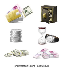 money vector icon set