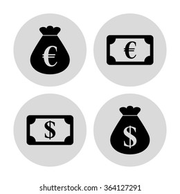 money - vector icon; set   - money bag