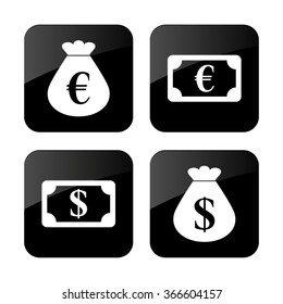 money - vector icon; set   - money bag