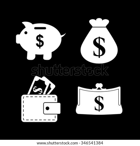 Money Vector Icon Set Money Bag Stock Vector Royalty Free - money vector icon set money bag piggy bank purse and wallet