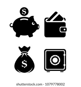 Money vector icon set illustration isolated on white background