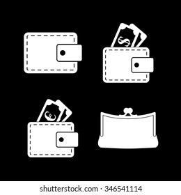 money - vector icon, set  - Purse and Wallet