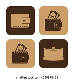 money - vector icon; set   - Purse and Wallet