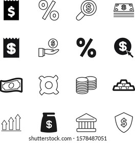 money vector icon set such as: internet, check, investing, list, funds, document, note, accounting, debt, letter, ingots, front, text, silhouette, security, work, benefit, amount, gold, total, card