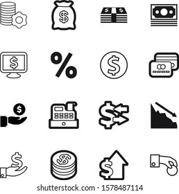 money vector icon set such as: loss, mechanical, salary, decline, cogwheel, transfer, statistics, label, box, golden, work, logistic, failure, app, control, funds, hold, save, decrease, image