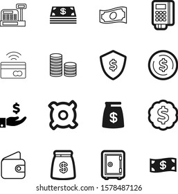 money vector icon set such as: style, wallet, defend, contactless, set, guard, steel, paper, password, electronic, safeguard, trade, bet, transaction, cost, one, alert, medal, object, global, window