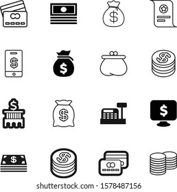 money vector icon set such as: casino, glyph, hand, income, cashbox, content, bills, display, apple, ornament, elegant, account, smart, purchase, linen, customer, classic, image, rounded, security