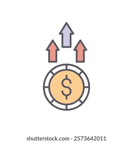 Money up vector icon stock graphic