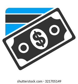 Money vector icon. Style is bicolor flat symbol, blue and gray colors, rounded angles, white background.