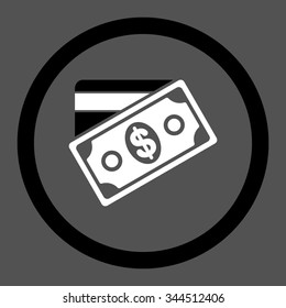 Money vector icon. Style is bicolor flat rounded symbol, black and white colors, rounded angles, gray background.
