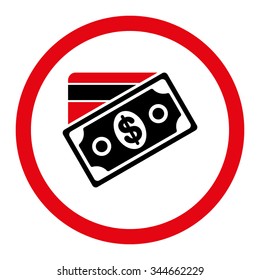 Money vector icon. Style is bicolor flat rounded symbol, intensive red and black colors, rounded angles, white background.