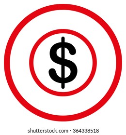 Money vector icon. Style is bicolor flat circled symbol, intensive red and black colors, rounded angles, white background.