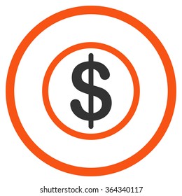 Money vector icon. Style is bicolor flat circled symbol, orange and gray colors, rounded angles, white background.