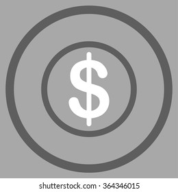 Money vector icon. Style is bicolor flat circled symbol, dark gray and white colors, rounded angles, silver background.