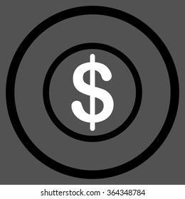 Money vector icon. Style is bicolor flat circled symbol, black and white colors, rounded angles, gray background.