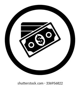 Money vector icon. Style is flat rounded symbol, black color, rounded angles, white background.
